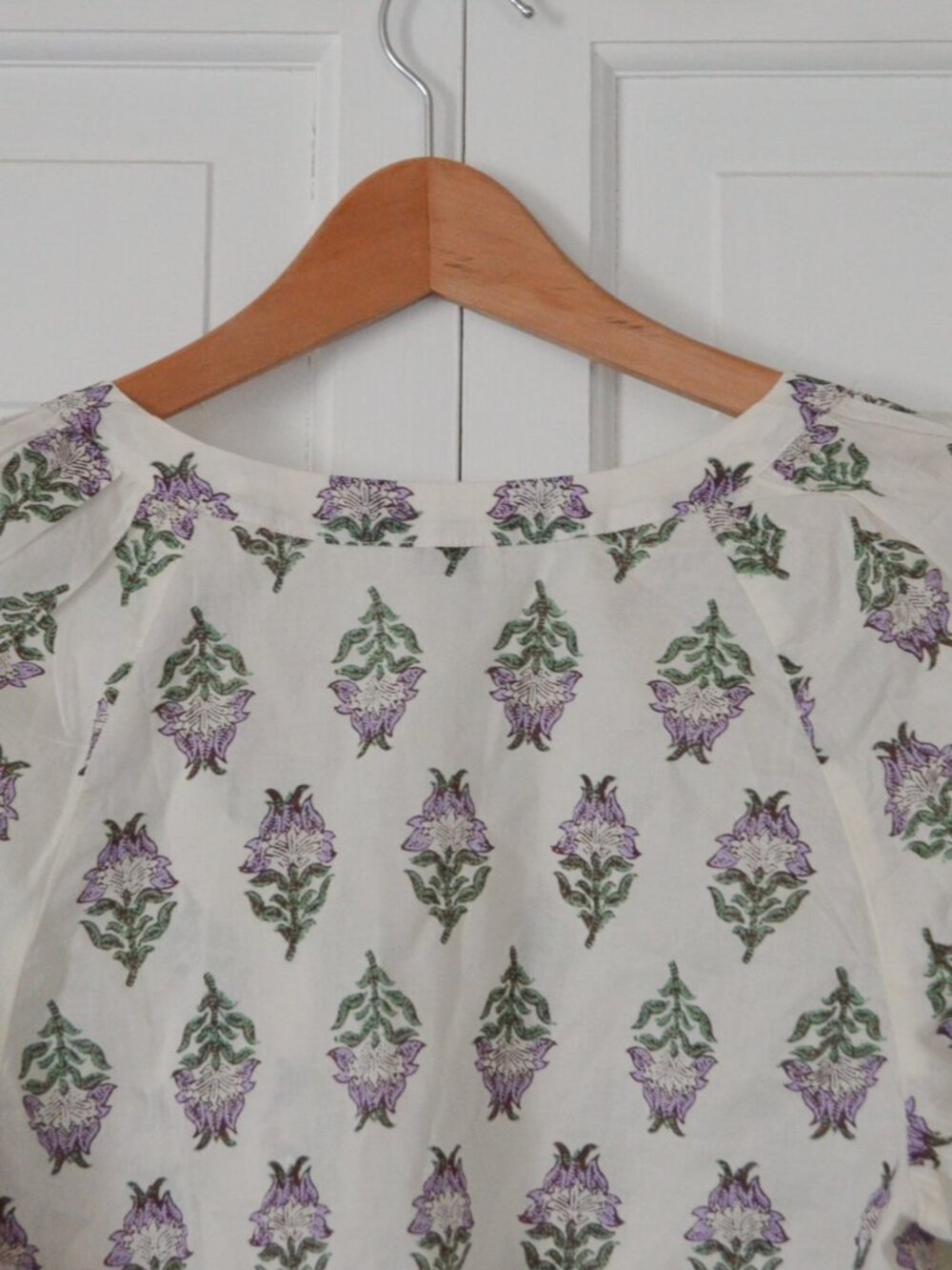 J.Crew India Block Print Floral Popover Blouse Size M - Picture 5 of 10